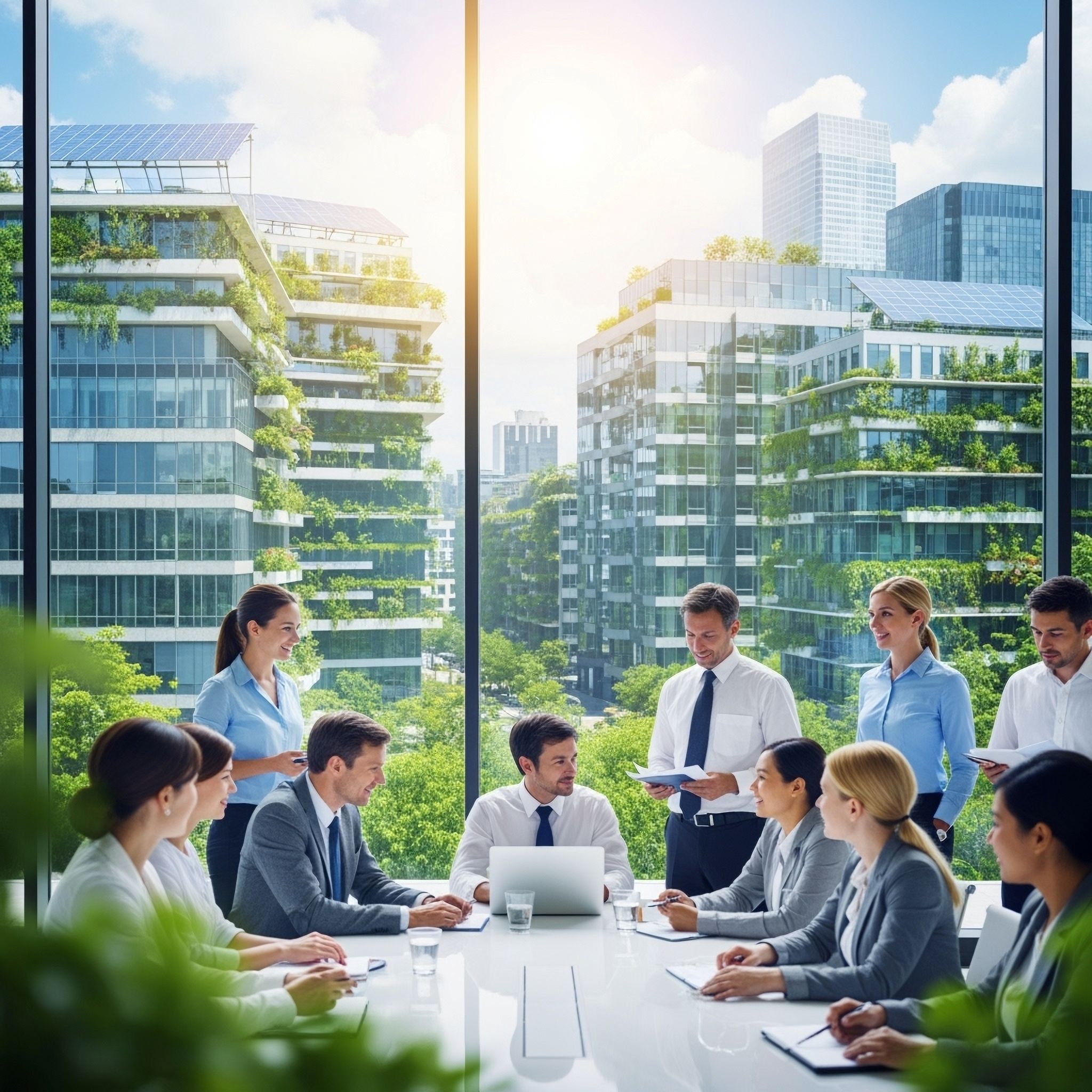 Staff meeting, demonstrating commitment to excellence and sustainability.