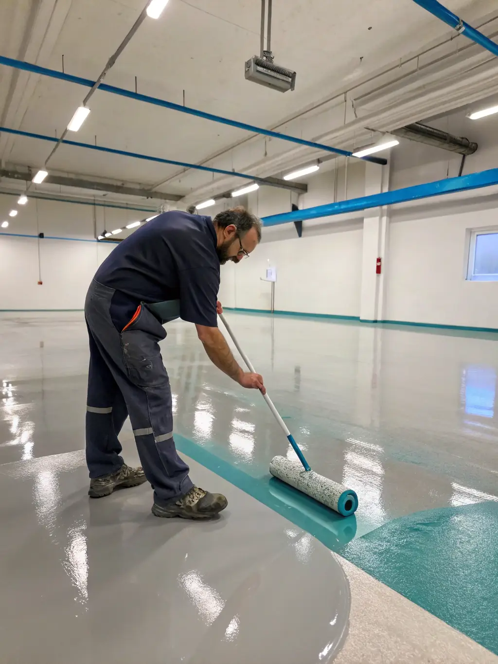 A shot of the Re-Installation Adhesive being used on a vinyl floor, emphasizing its eco-friendly formula and strong bonding capabilities.